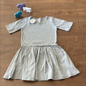 Crewcuts Gray Kids Dress with Flower Accent